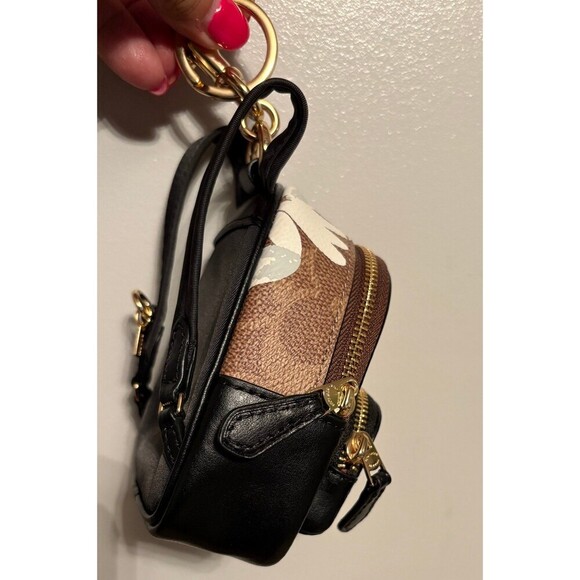 Coach Court Mini Backpack Charm in Signature Canvas with Floral Print - Picture 4 of 7